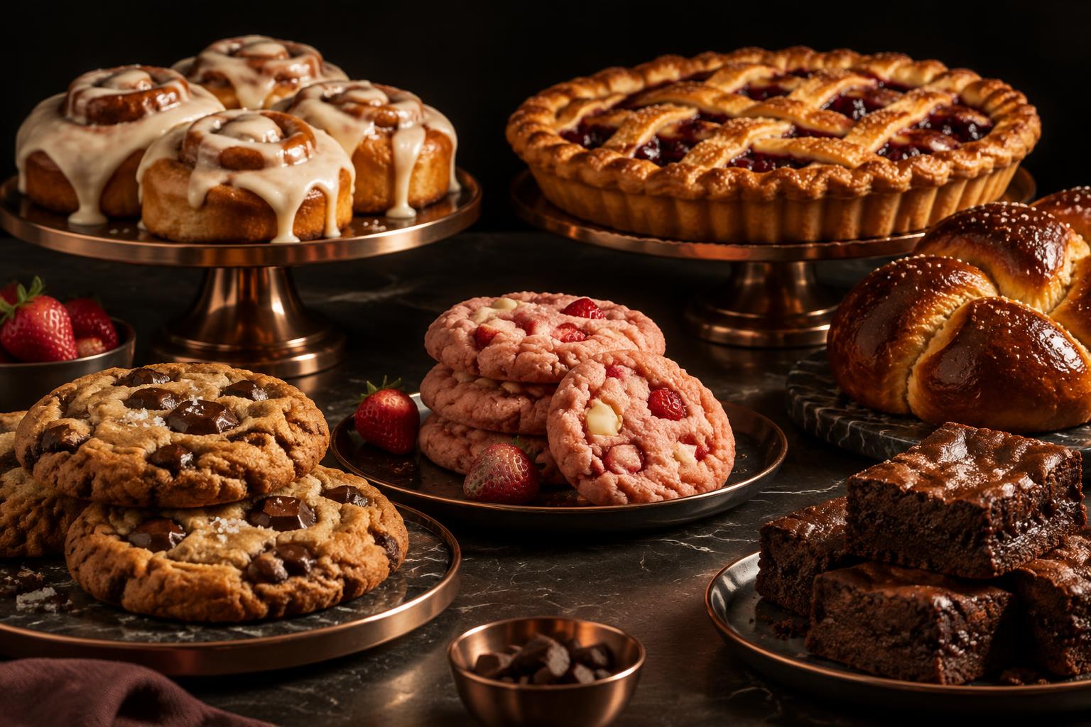 Fresh bakery selection in warm light
